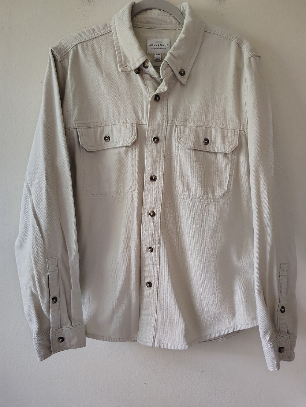 Lucky Brand Mens Button Down Shacket Medium Denim Cotton Relaxed Classic Pocket